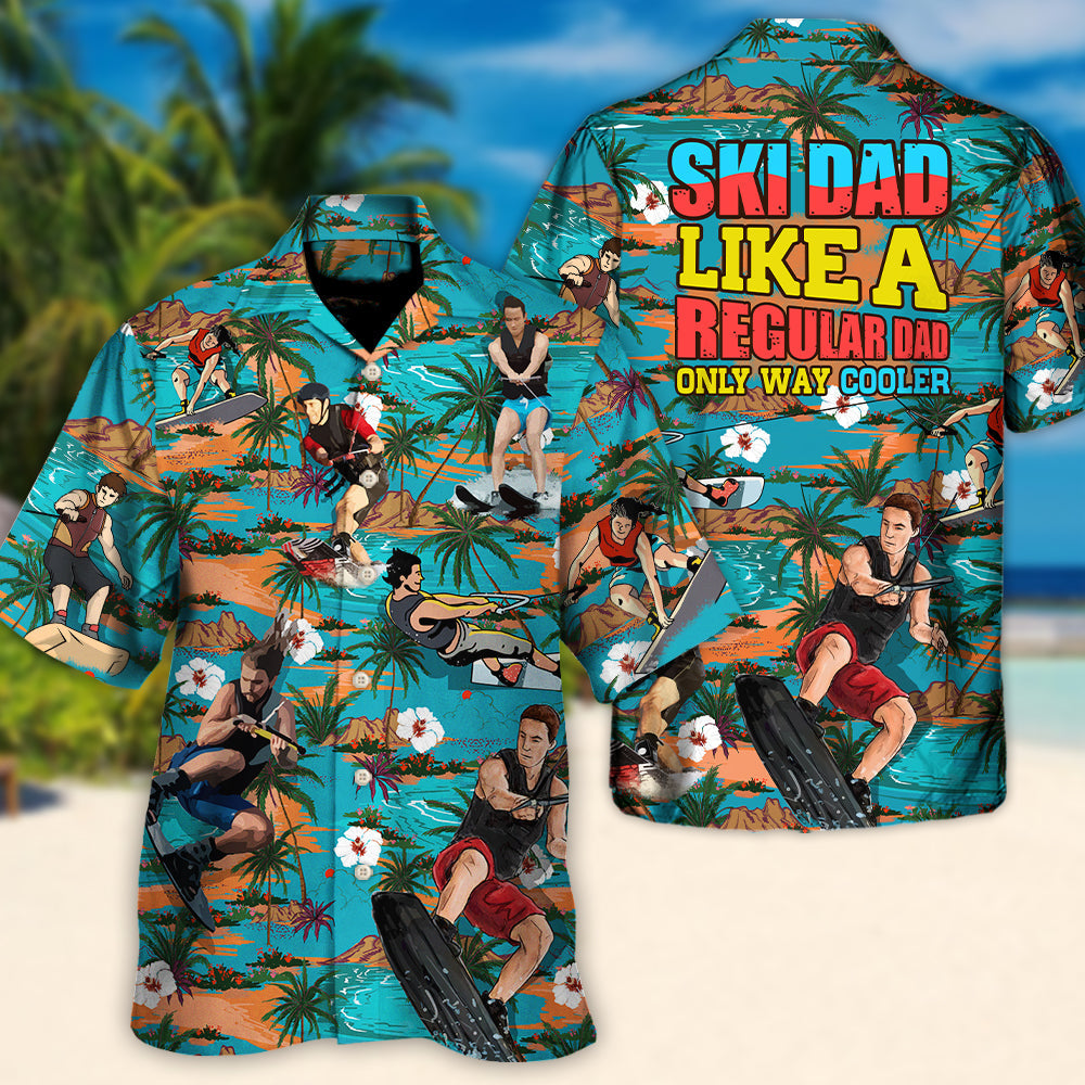 Waterskiing Dad Hawaiian Shirt Summer Design Detail For Island Holidays