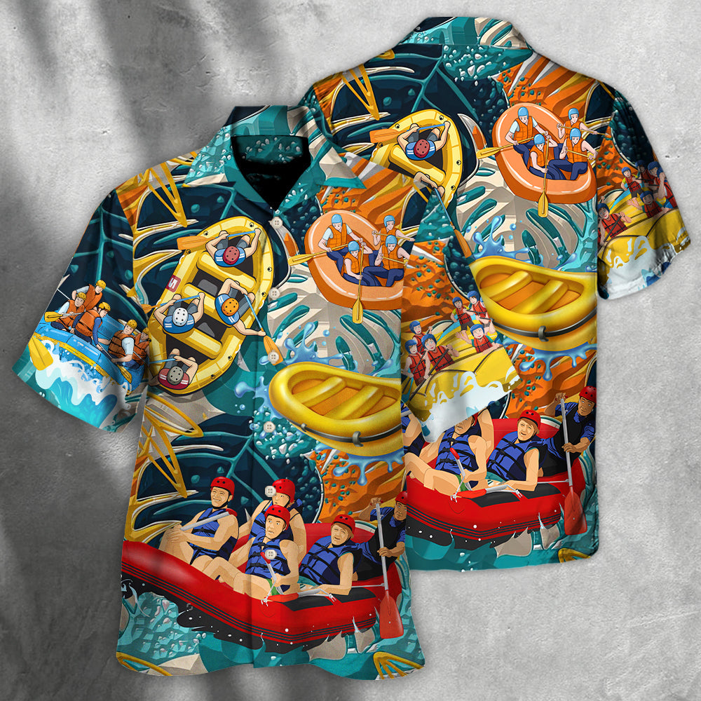 Tropical Water Rafting River Team Hawaiian Shirt Tropical Styling View For Beach Days
