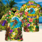 Funny Surfing Bigfoot Beer Hawaiian Shirt Collar And Front View For Coastal Travel