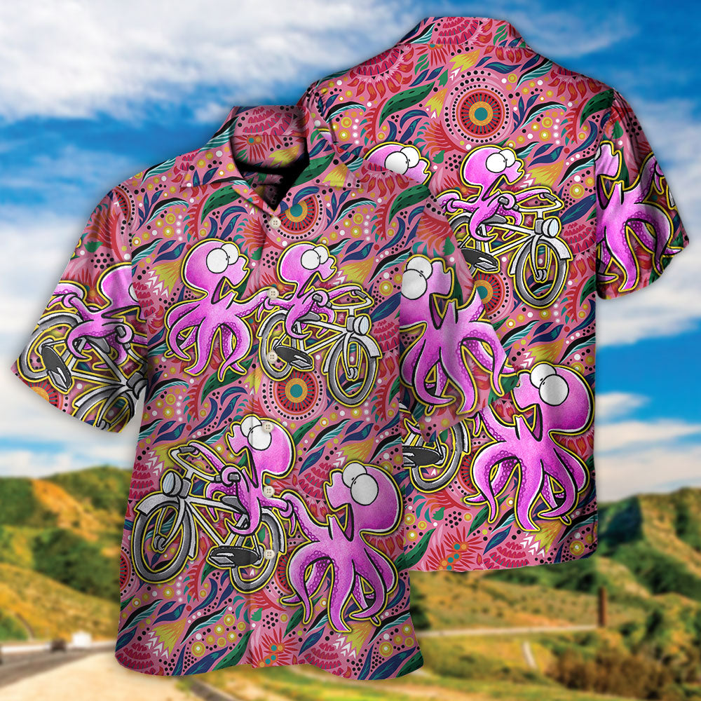 Tropical Octopus Cycling Hawaiian Shirt Design View For Weekend Trips