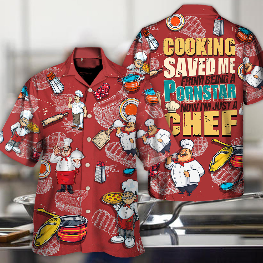 Cooking Chef Hawaiian Shirt Pattern Detail For Vacation Travel And Daily Wear