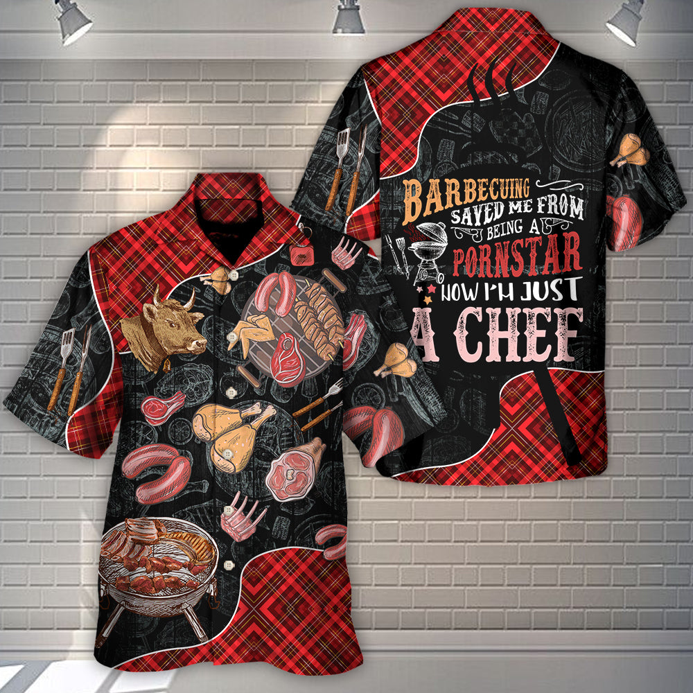 Barbecuing Chef Hawaiian Shirt For Summer Events And Casual Outdoor Wear