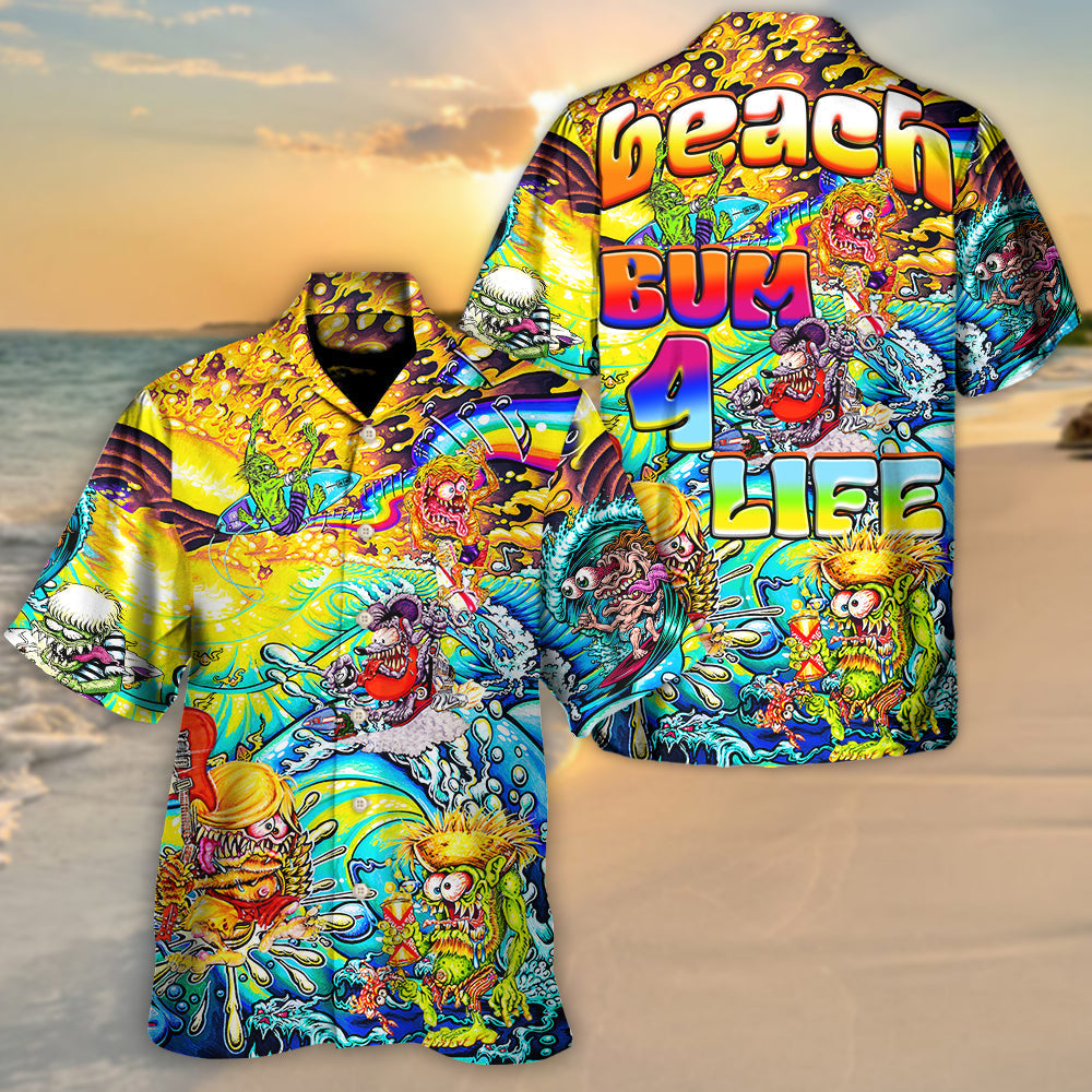 Beach Bum Crazy Hawaiian Shirt Graphic Artwork Detail For Beach Days