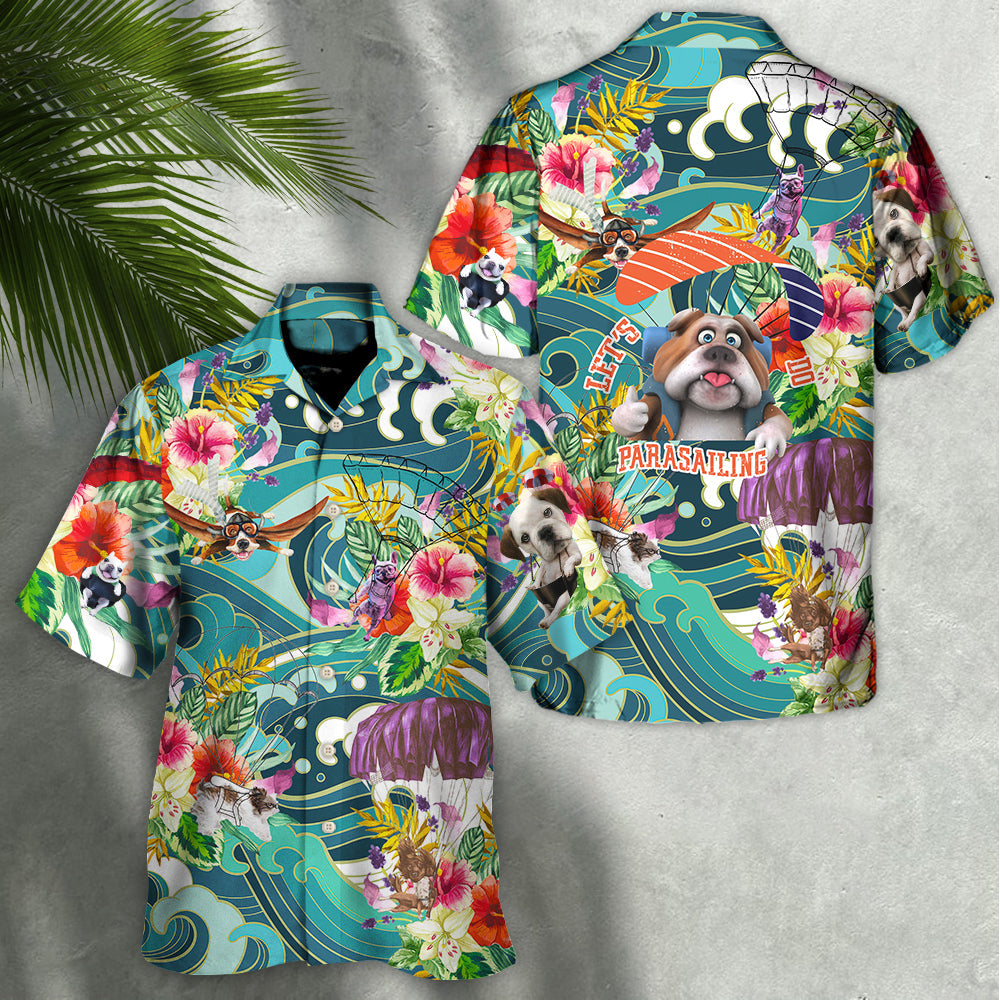 Parasailing Dog Hawaiian Shirt Creative Print View For Vacation Style