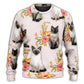 Tropical Floral Siamese Cat Sweater For Distinctive Animal Artwork Holidays And Thoughtful Gifts