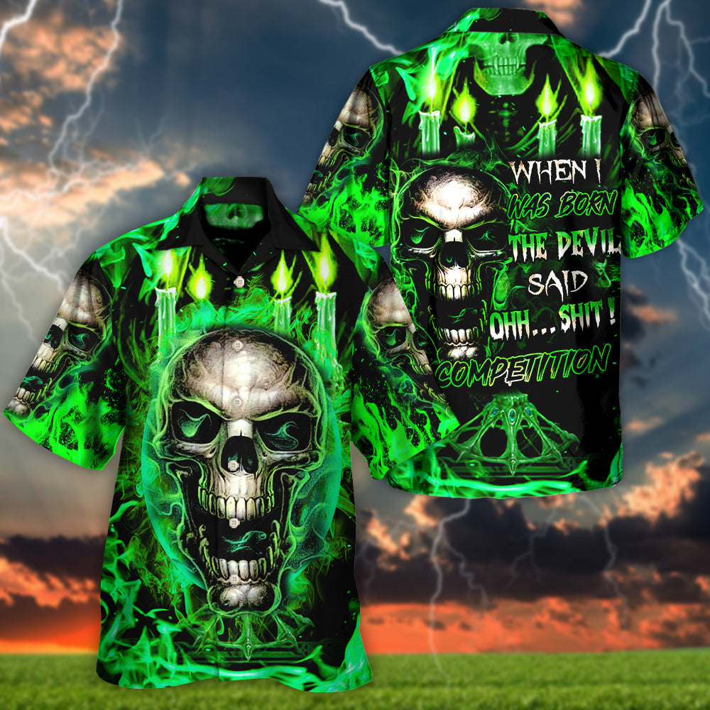 Vintage Skull Artwork Hawaiian Shirt Design View For Vacation Style