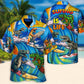 Funny Surfing Dinosaur Hawaiian Shirt Fabric Pattern Detail For Beach Days