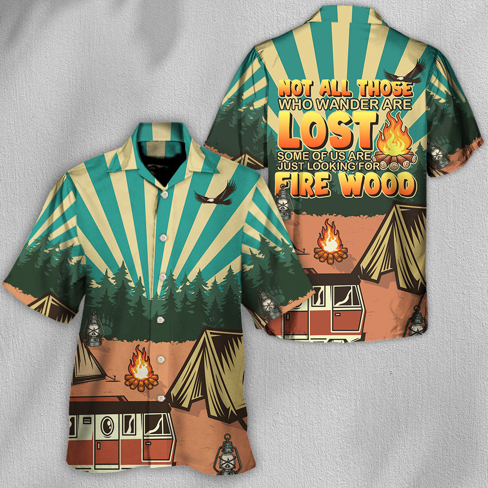 Camping Not Wander Lost Hawaiian Shirt Button Front Artwork For Beach Days