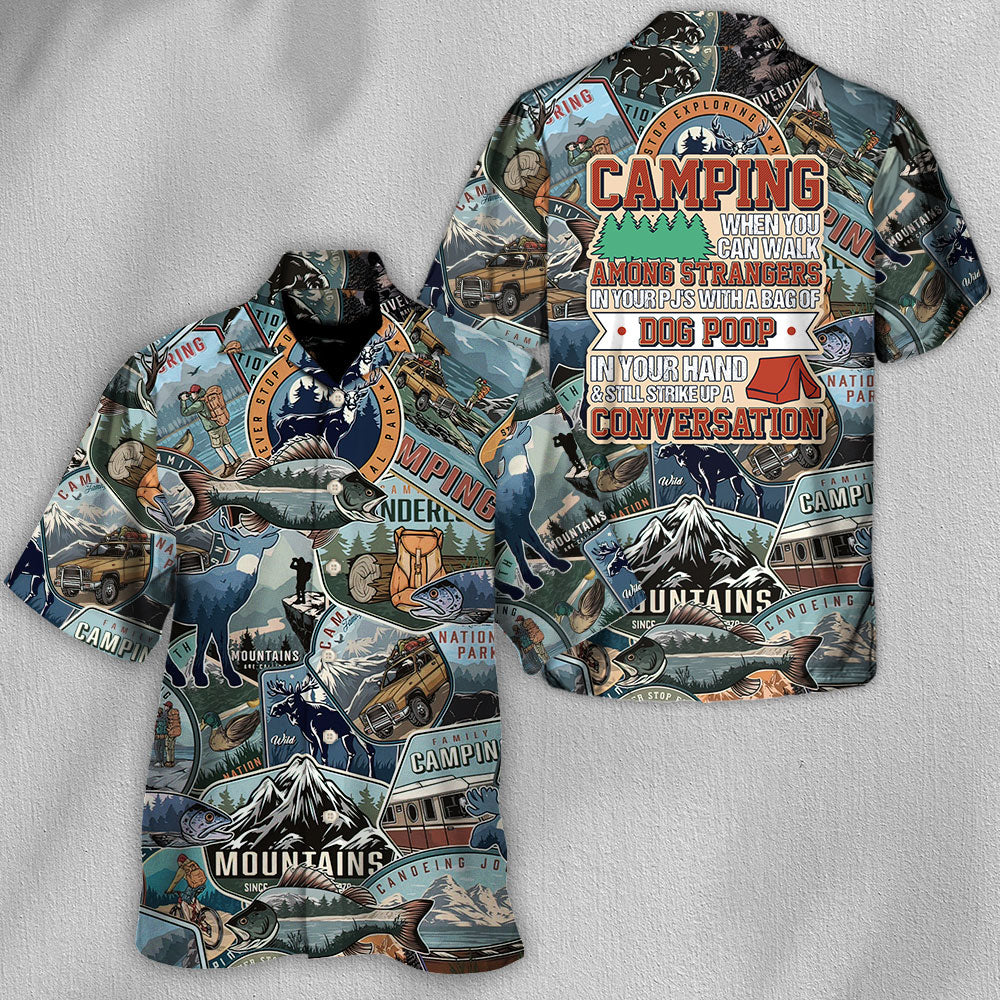 Camping Walk Strangers Hawaiian Shirt All Over Print Detail For Vacation Style