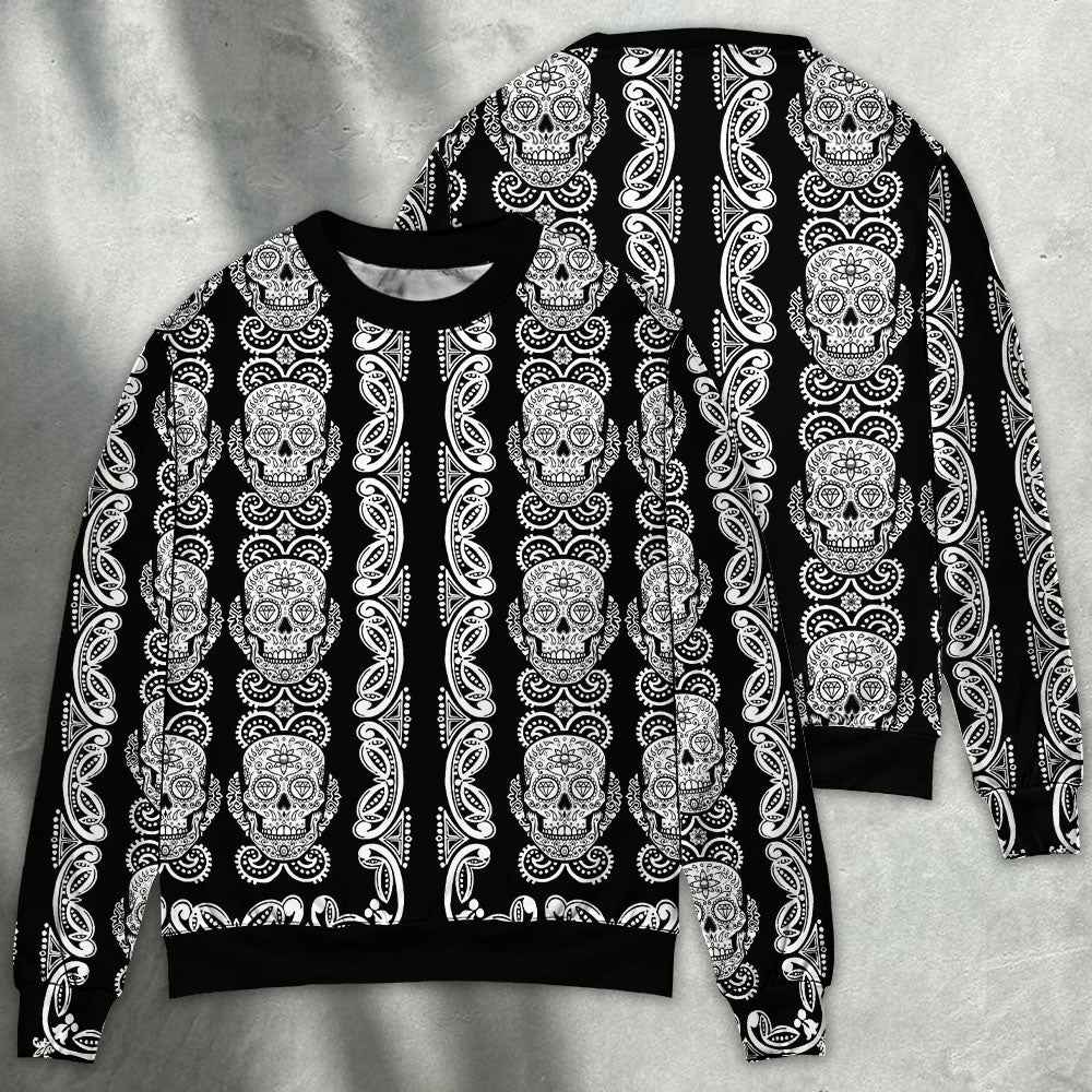 Black And White Diamond Skull Sweater For Alternative Fashion Events And Thoughtful Seasonal Gifts