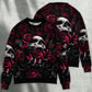Rose Blood Dark Screaming Skull Sweater For Halloween Events Weekend Outings And Creative Gift Giving