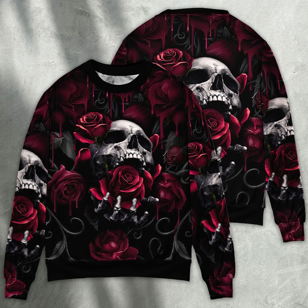 Rose Blood Dark Screaming Skull Sweater For Halloween Events Weekend Outings And Creative Gift Giving