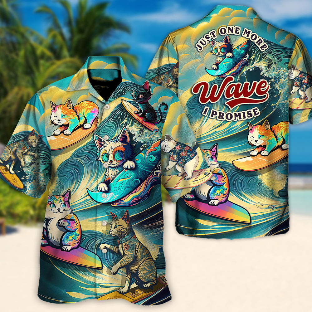 Funny Surfing Cat Hawaiian Shirt Resort Outfit View For Resort Wear