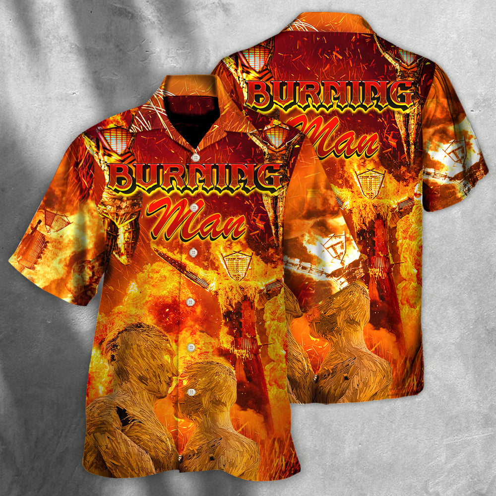 Vintage Music Event Festival Burn Hawaiian Shirt Pattern View For Lightweight Everyday Style
