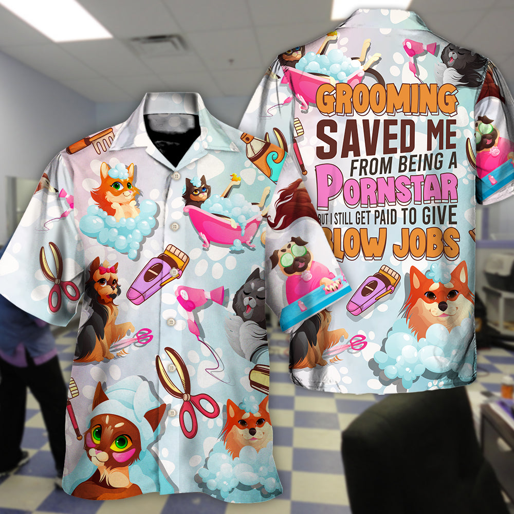 Funny Grooming Pet Humor Hawaiian Shirt Design Detail For Beach Days And Holiday Travel