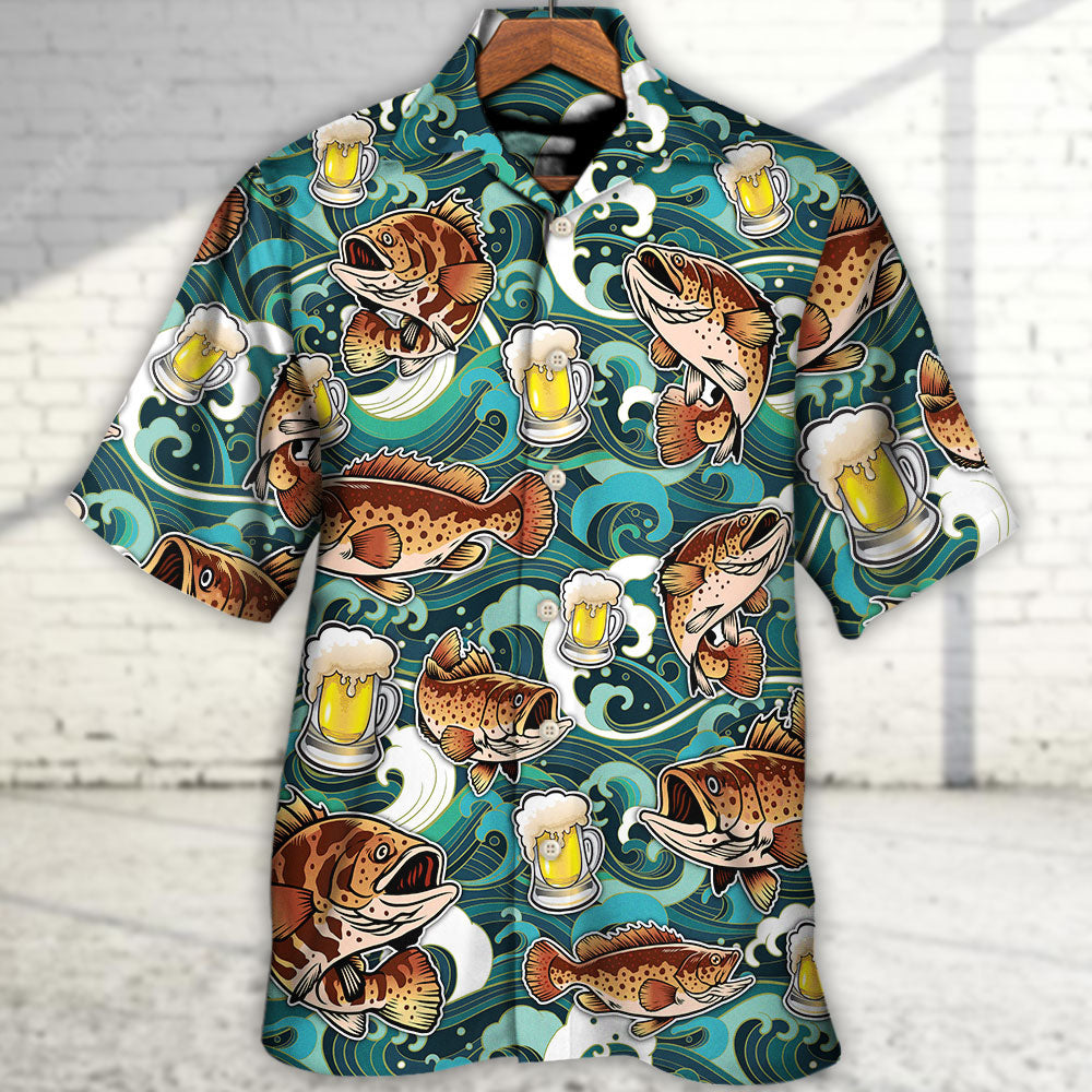 Fishing Beer Hawaiian Shirt Artwork View For Casual Outings