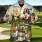Funny Golf Dog Hawaiian Shirt Button Front Artwork For Vacation Style
