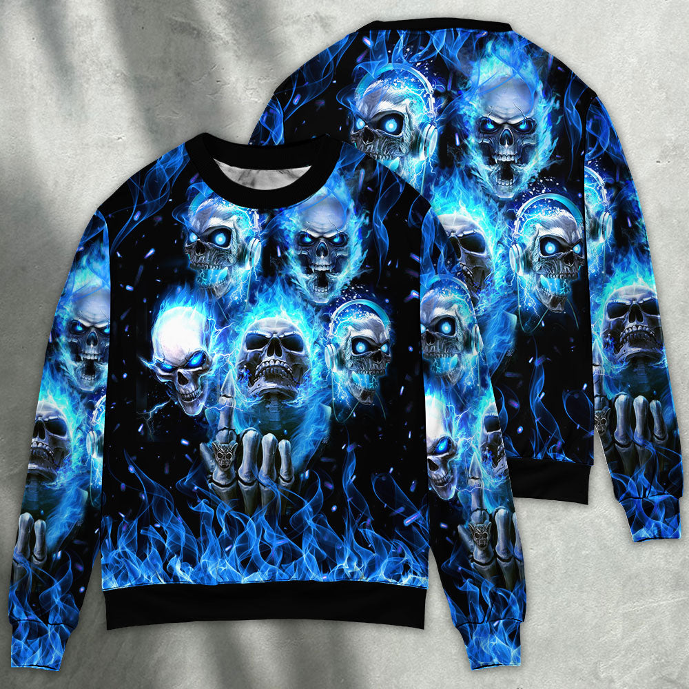 Angry Blue Skull Sweater For Casual Wear Parties And Thoughtful Gifting