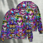 Hippie Colorful Skull Sweater For Art Lovers Holidays Parties And Comfortable Wear