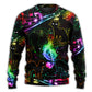 Black Cat Magical Light Music Notes Sweater For Holidays Parties And Comfortable Everyday Wear