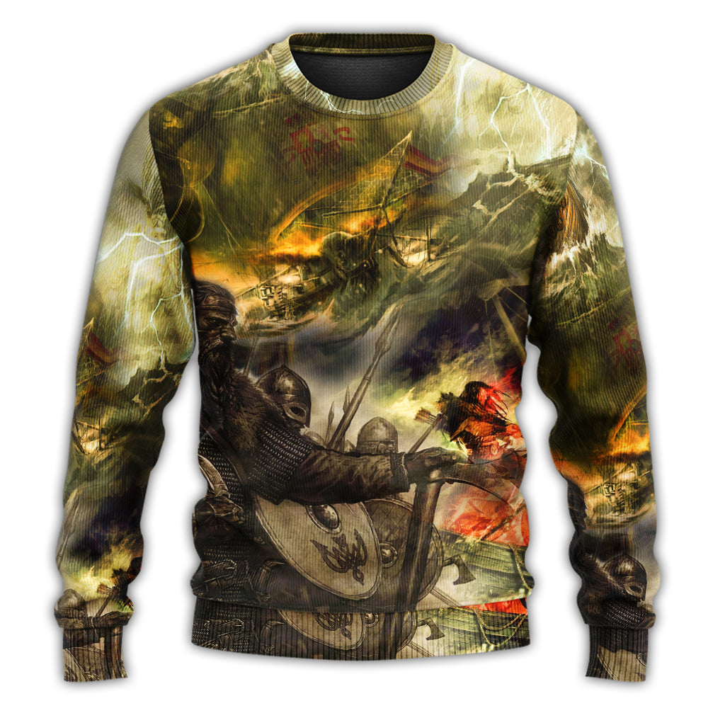 Viking Warrior Lightning Sweater For Weekend Adventures Outdoor Events And Thoughtful Gifts