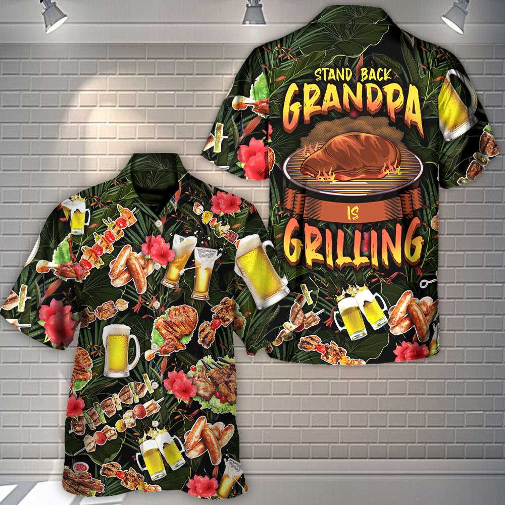Funny Barbecue BBQ Grandpa Hawaiian Shirt Button Front Artwork For Summer Travel