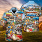 Funny Camping Cat Relaxed Hawaiian Shirt Resort Outfit View For Warm Weather Events