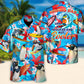 Funny Surfing Penguin Dad Hawaiian Shirt Artwork View For Tropical Vacations