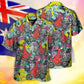 Kangaroo Koala Cycling Hawaiian Shirt Button Front Artwork For Beach Days