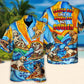 Funny Surfing Dog Pizza Hawaiian Shirt Print Closeup For Weekend Trips