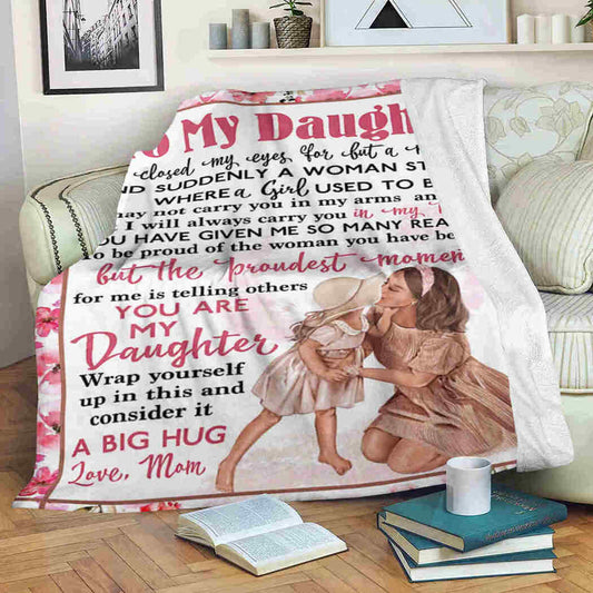 Family To My Daughter Love Mom Daughter Flannel Blanket For Cozy Bedroom Sofa Decor