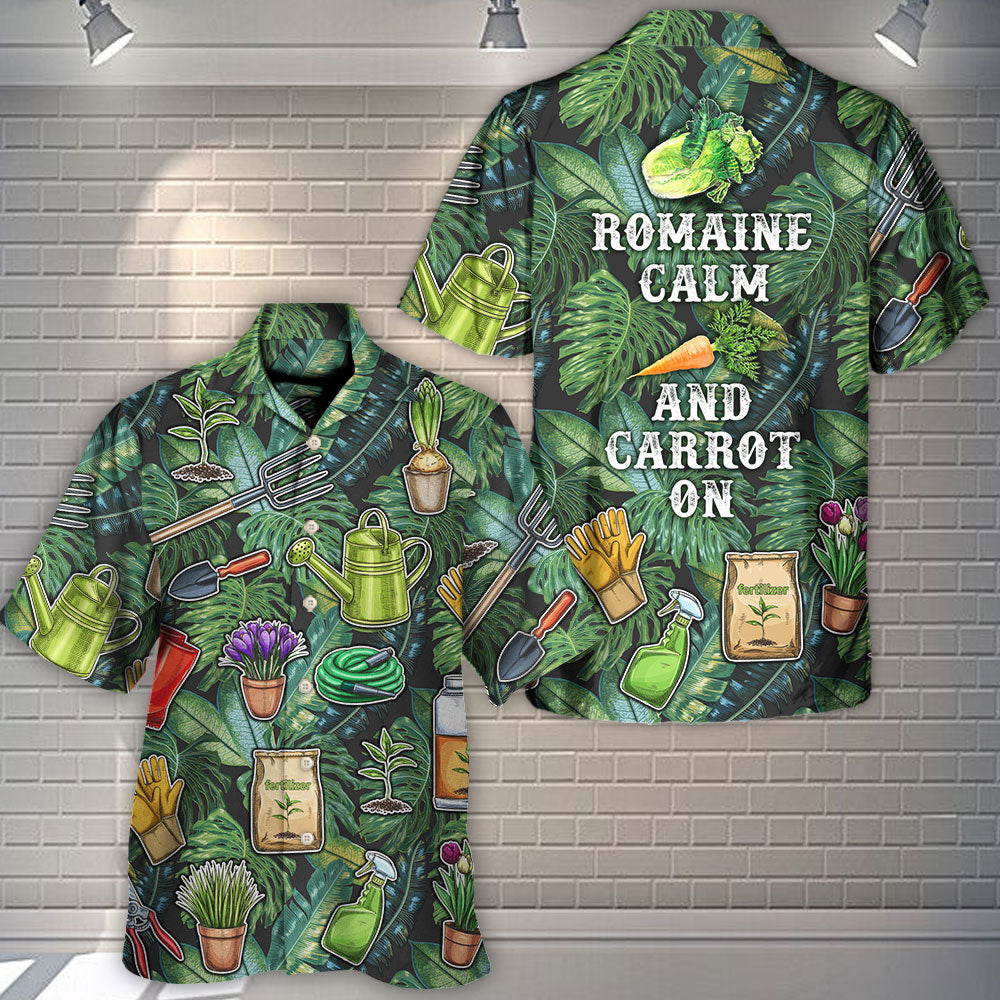 Vintage Romaine Clam Carrot Gardening Hawaiian Shirt Pattern Detail For Vacation Travel And Daily Wear