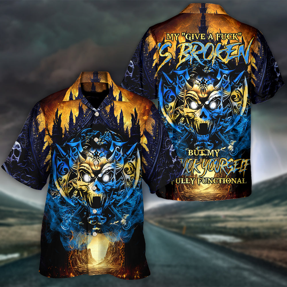 Blue Skull Fire Attitude Hawaiian Shirt For Vacation Days And Relaxed Coastal Outings