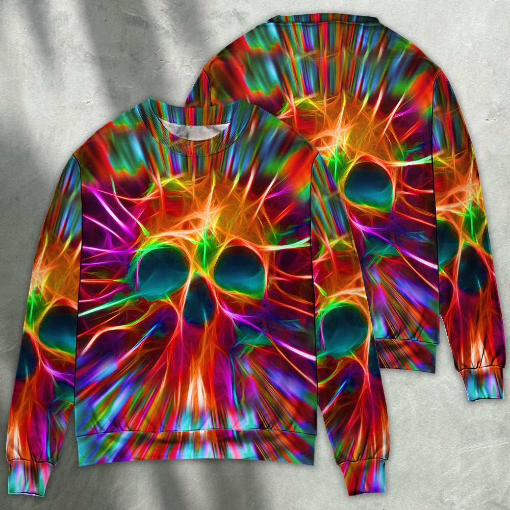 Rainbow Color Skull Sweater For Casual Wear Parties And Thoughtful Gifting