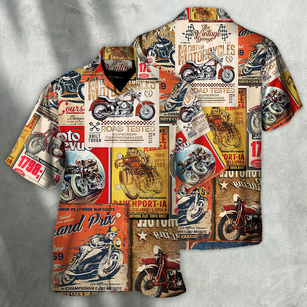 Motorcycle Creative Pattern Hawaiian Shirt Detailed Pattern View For Beach Days