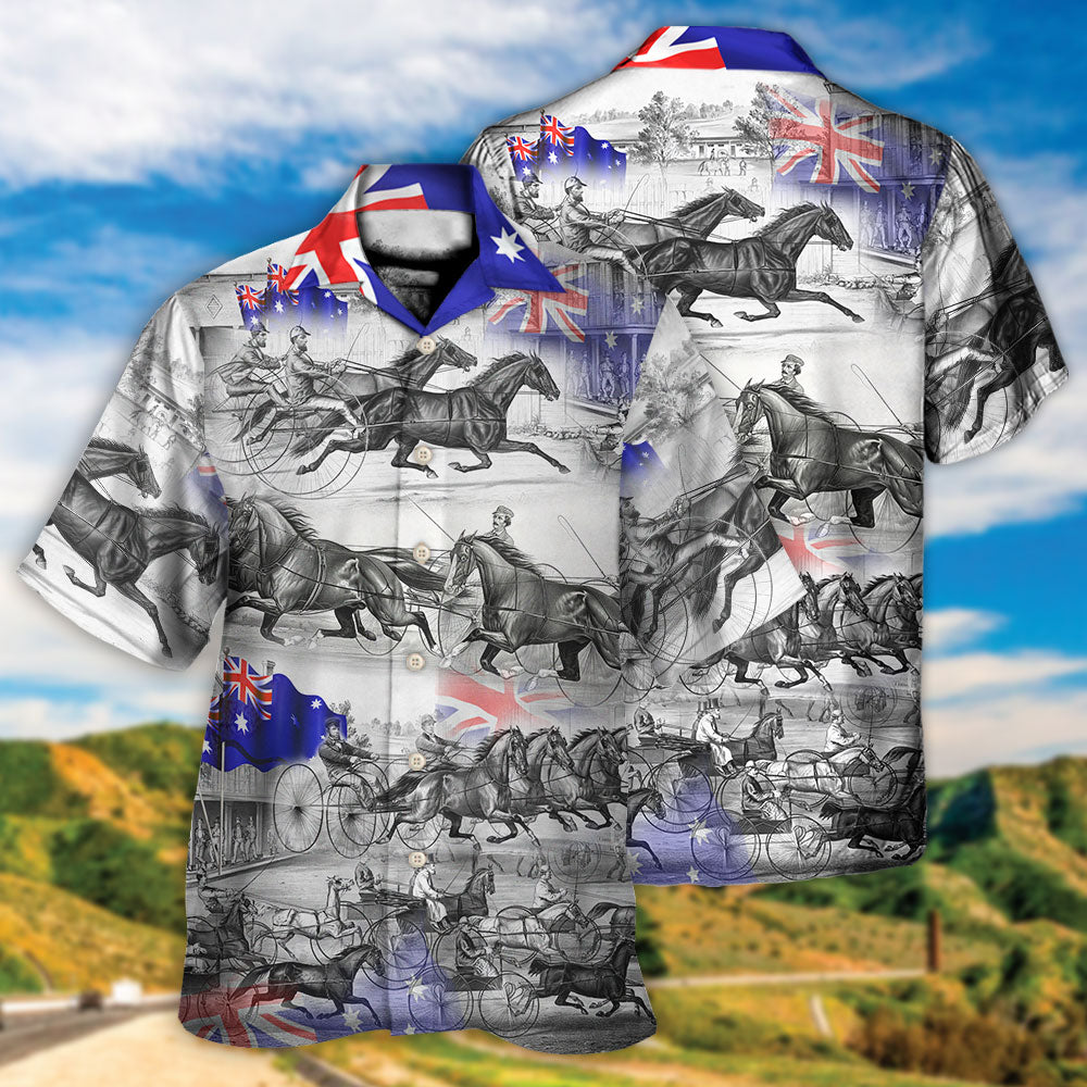 Harness Racing Horse Flag Hawaiian Shirt Pattern Detail For Coastal Travel