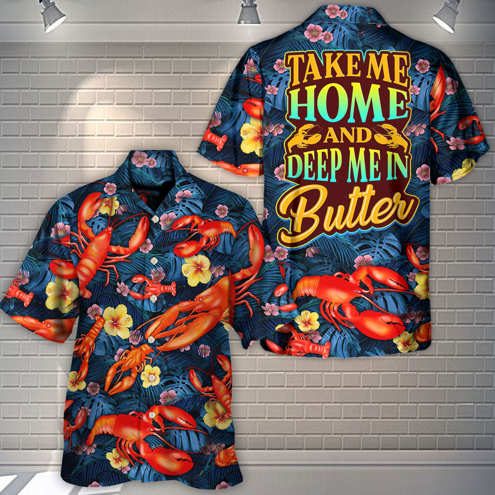 Tropical Lobster Butter Hawaiian Shirt Pattern Detail For Resort Wear
