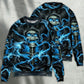 Blue Smoke Flaming Skull Sweater For Casual Wear Parties And Thoughtful Gifting