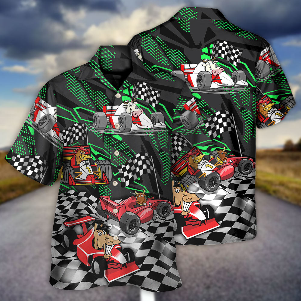 Racing Animals Car Speed Hawaiian Shirt Summer Design Detail For Island Holidays