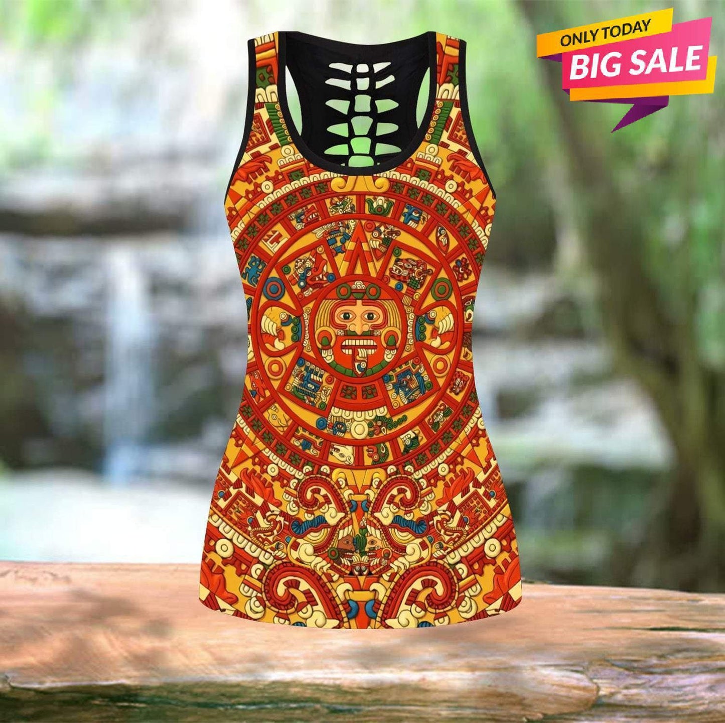 Aztec Inspired Mexican Heritage Hollow Tank Top For Yoga Workouts And Casual Wear