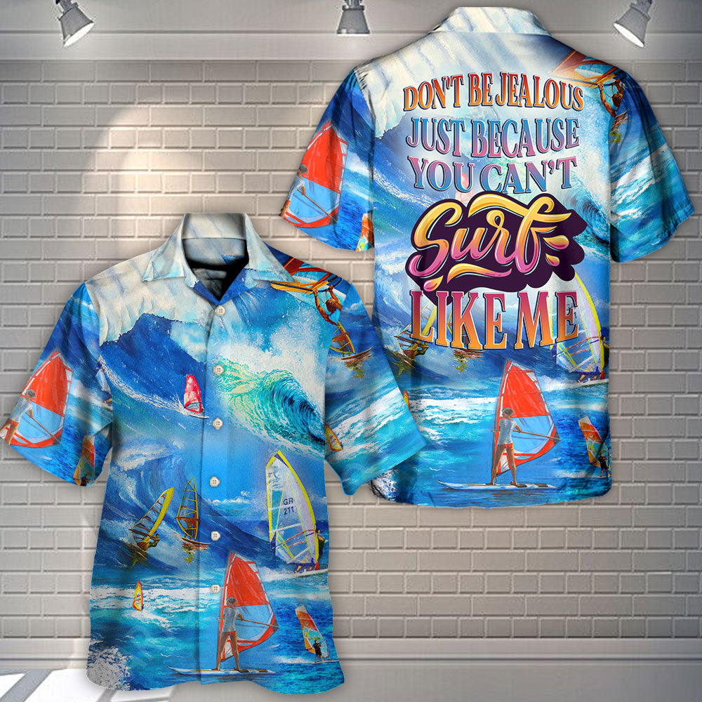 Coastal Windsurfing Surf Activity Hawaiian Shirt Front Pattern View For Weekend Trips