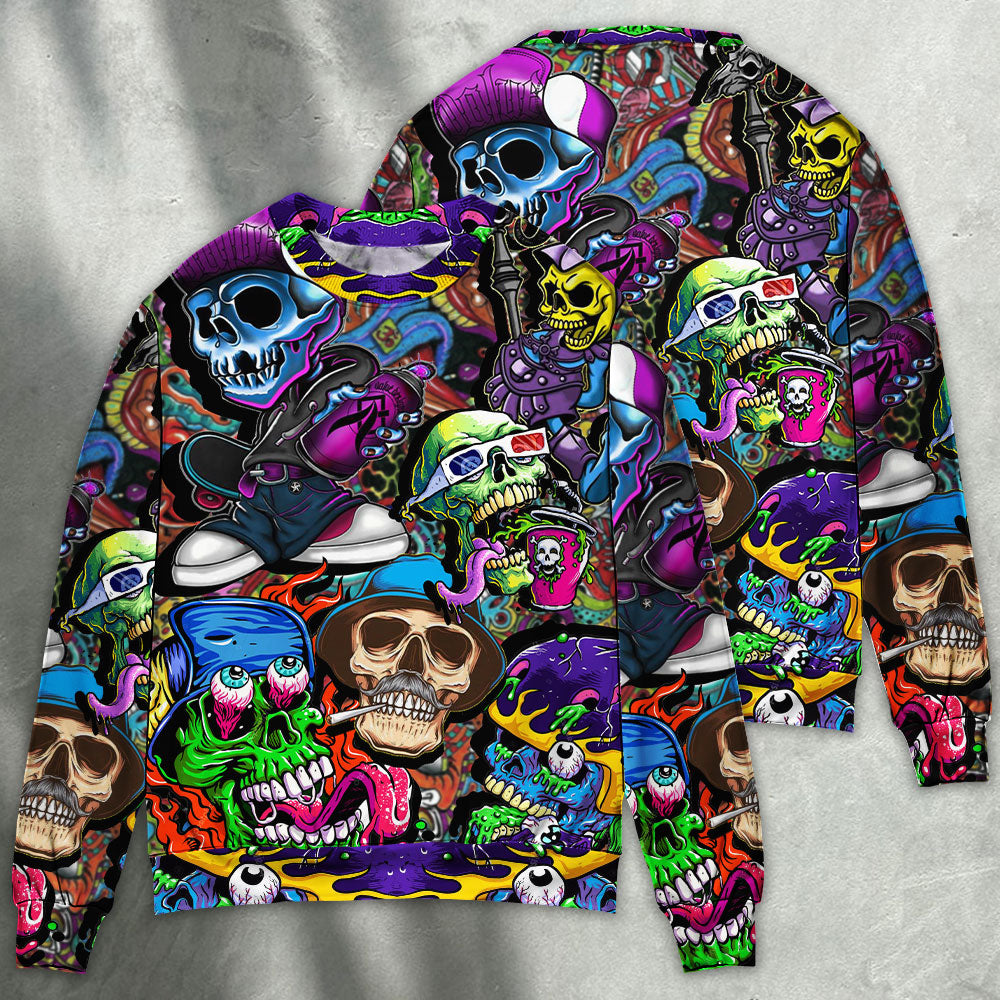 Colorful Skull Sweater For Art Fans Travel Parties And Distinctive Casual Style