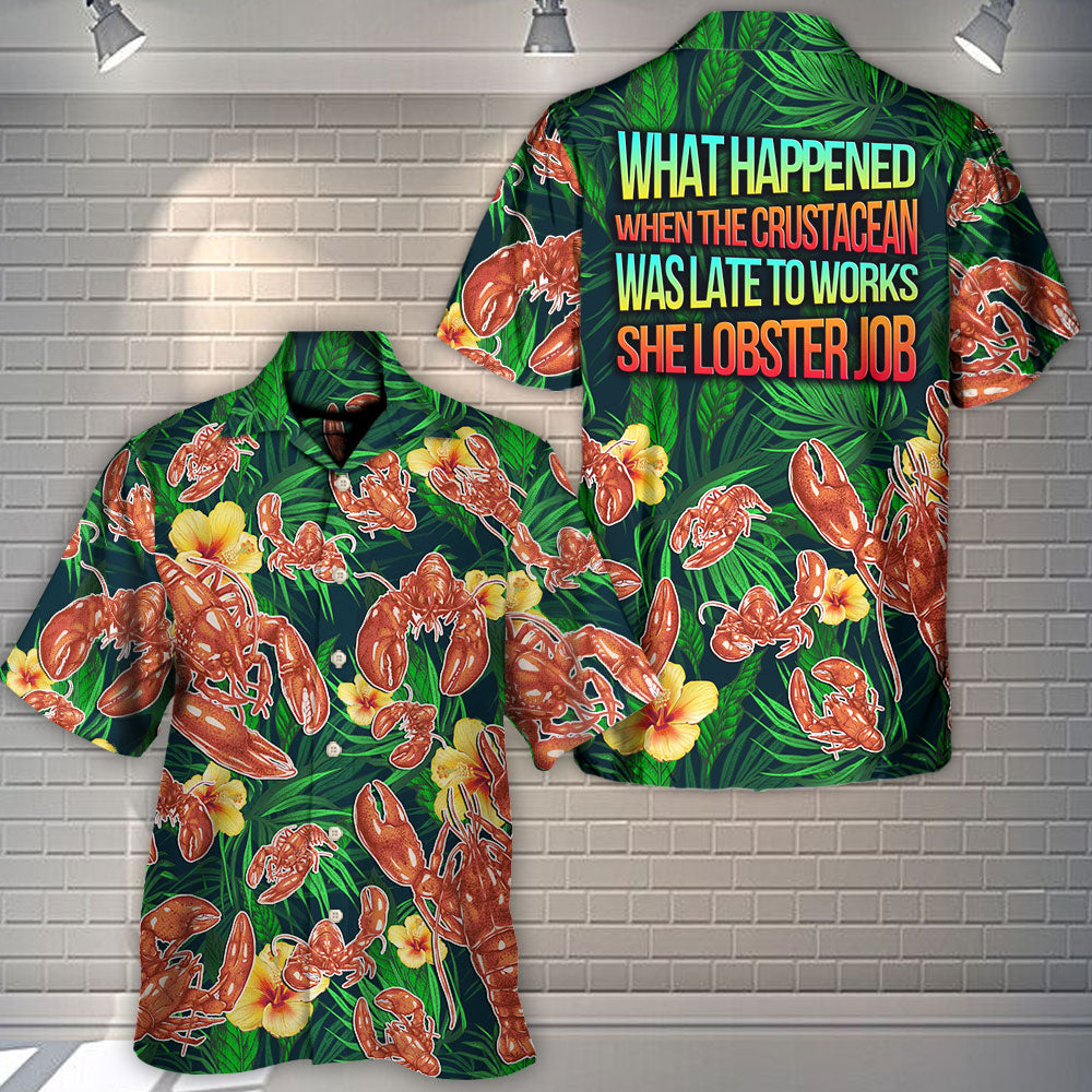 Tropical Funny Lobster Hawaiian Shirt Front Pattern View For Tropical Vacations