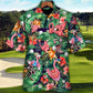 Tropical Funny Golf Flamingo Hawaiian Shirt Print Closeup For Beach Days