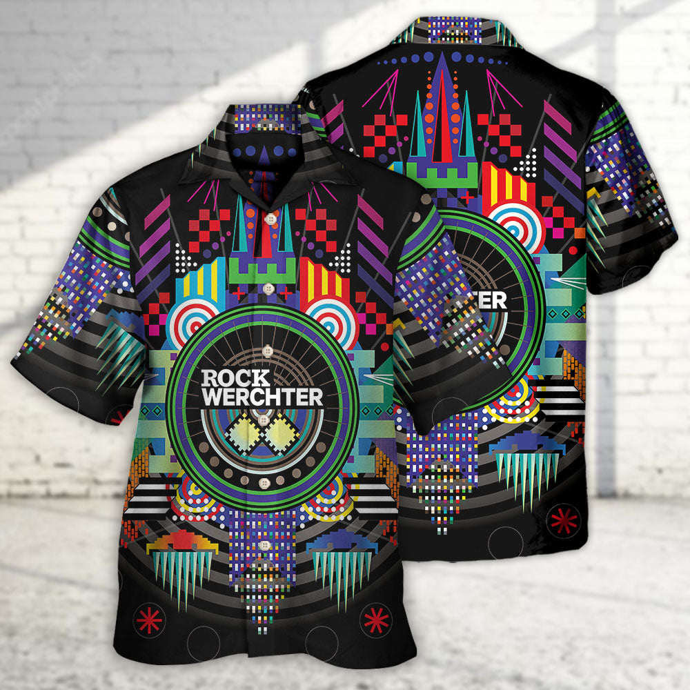 Rock Music Festival Hawaiian Shirt Fabric Pattern Detail For Warm Weather Events