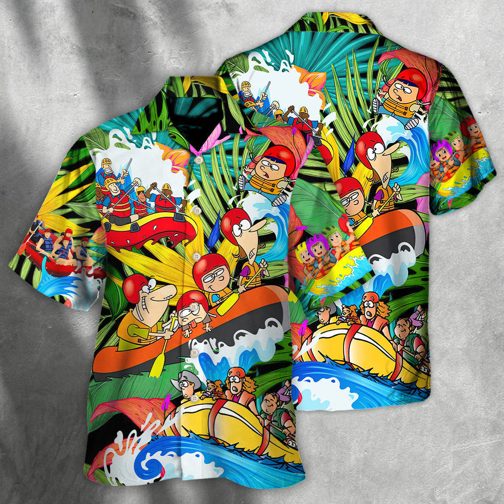 Tropical Funny Water Rafting River Team Hawaiian Shirt Tropical Styling View For Outdoor Gatherings