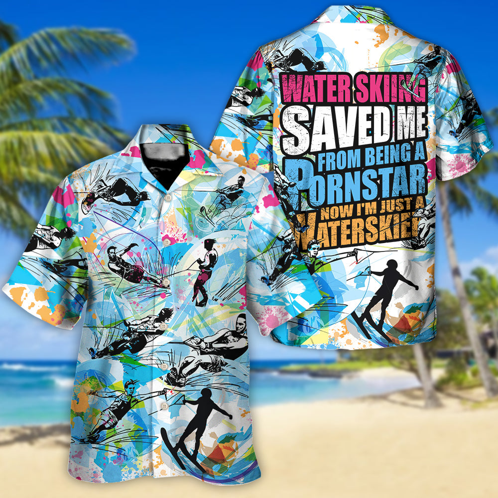 Retro Waterskiing Wild Career Waterskier Hawaiian Shirt For Warm Weather Adventures And Everyday Comfort