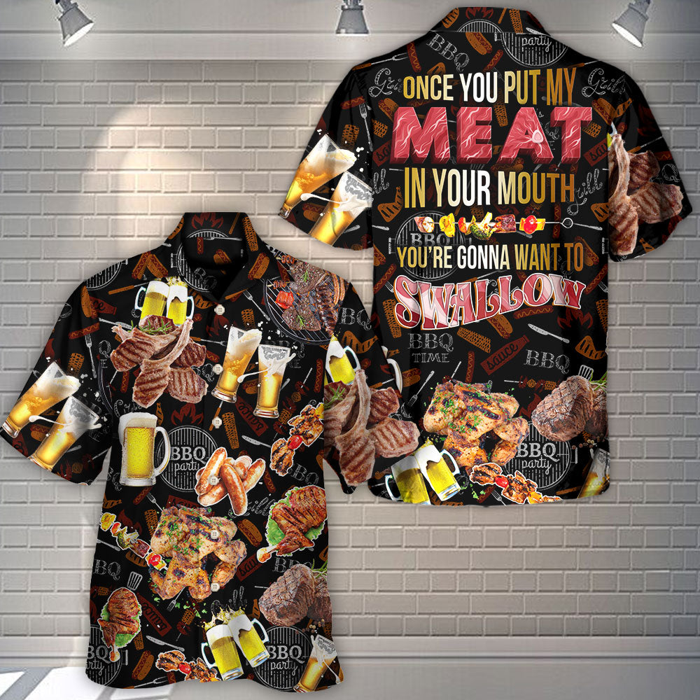 Funny Barbecue Food BBQ Grill Hawaiian Shirt Button Front Artwork For Weekend Trips