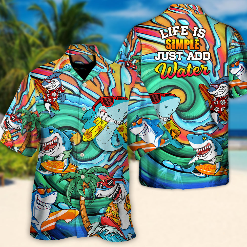 Funny Surfing Shark Water Hawaiian Shirt All Over Print Detail For Summer Travel