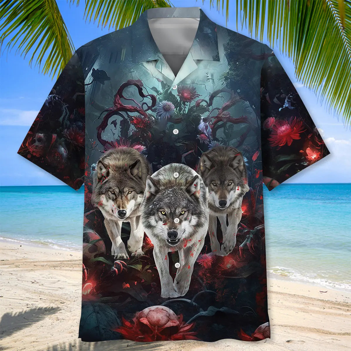 Wolves Crimson Hawaiian Shirt For Coastal Travel, Casual Events, And Comfortable Summer Wear